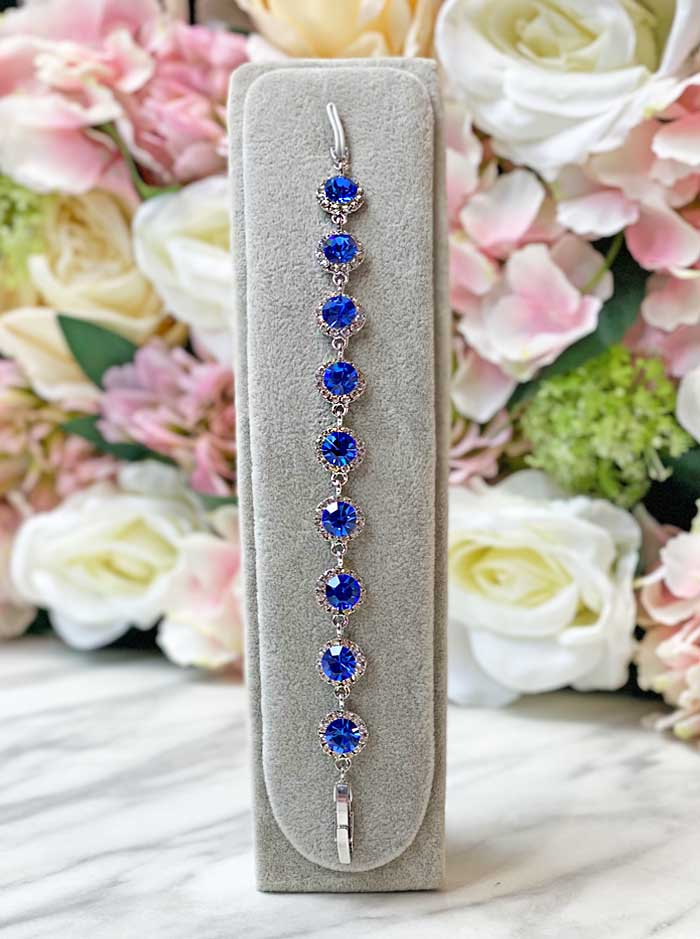 Halo Crystal Bracelet - Royal Blue / Silver